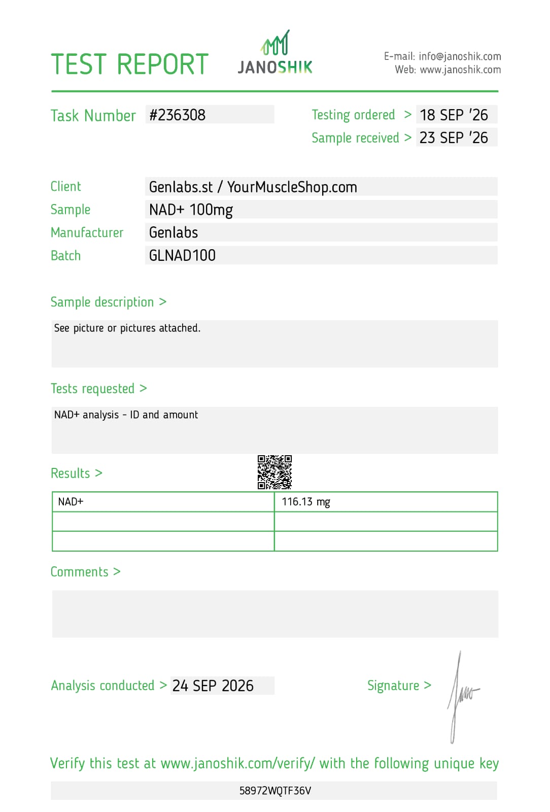 NAD + 100mg (Nicotinamide Adenine Dinucleotide) Vial – (with Bacteriostatic Water) – Genlabs - Image 3